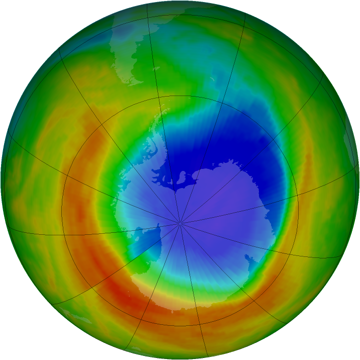 Antarctic ozone map for 01 November 1991